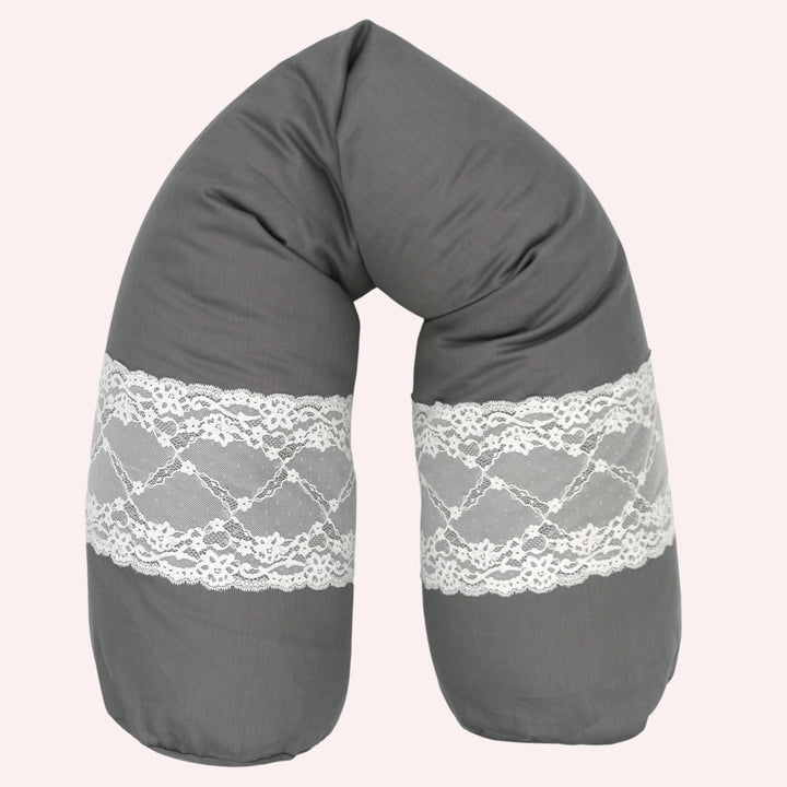 Sale Kleines Bio Stillkissen Grey mit Spitze